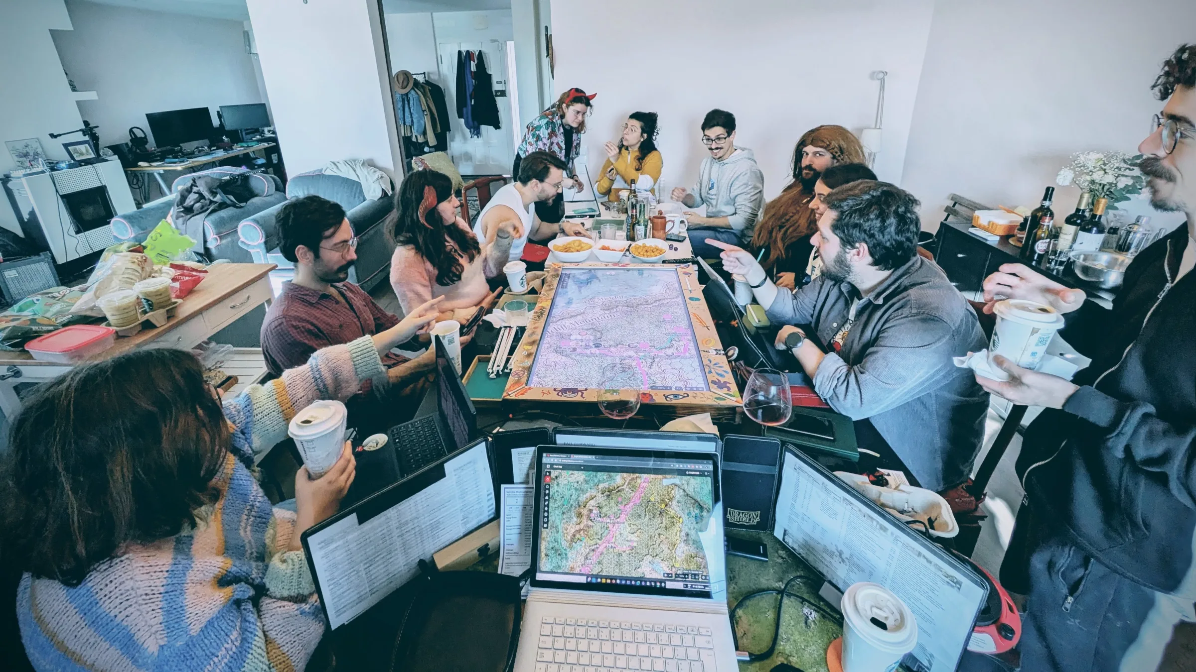 Pedro, Henrique, and their party during the final session of their two-year Tomb of Annihilation campaign